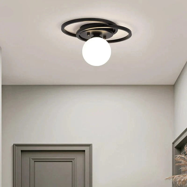 Plafonnier LED Noir et Or Boule en Verre | Marco Lucetti