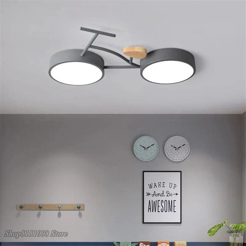 Plafonnier LED Nordic 3 couleurs température vélo - Lampe enfant pour chambre de bébé en vert, blanc et gris | Marco Lucetti