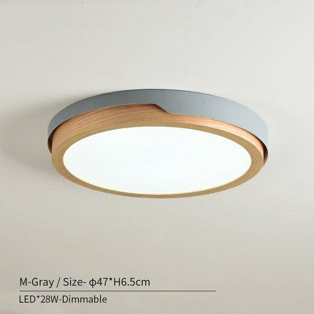 Plafonnier LED Nordic en bois et métal - Choix de coloris | Marco Lucetti Gris - M - Dimmable