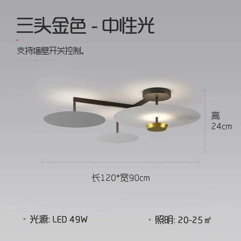 Plafonnier LED Nordic Glow doré minimaliste | Marco Lucetti 3têtes-L120cm-Or / Gradation RC