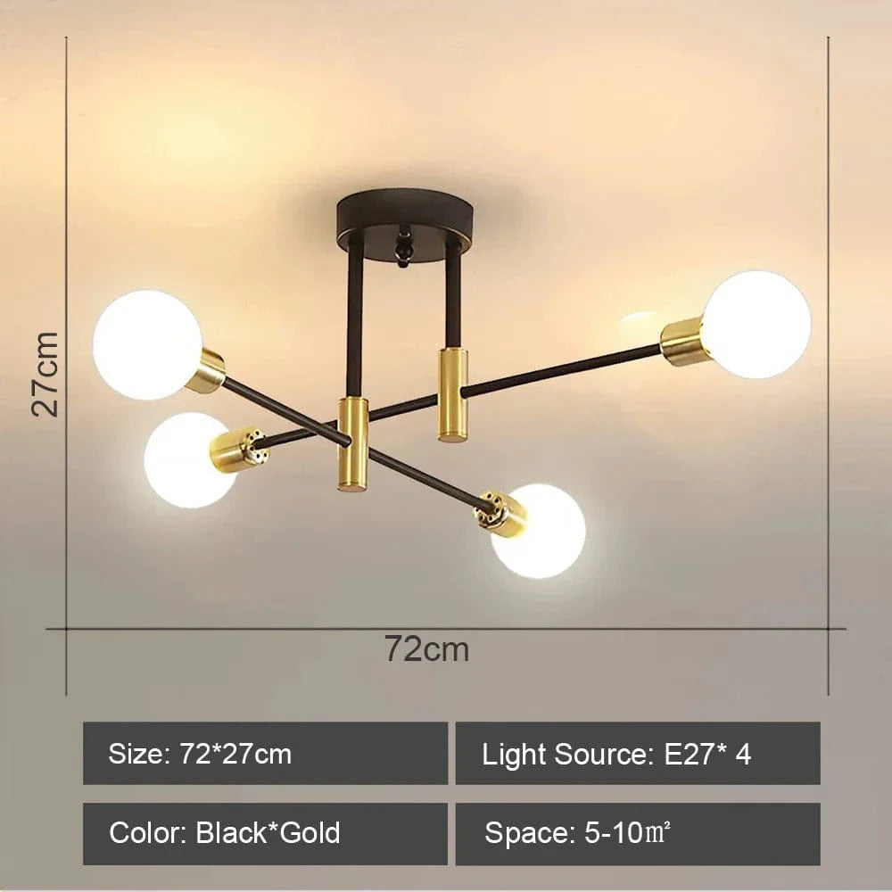 Plafonnier LED Nordica Doré Antique | Marco Lucetti 4 têtes