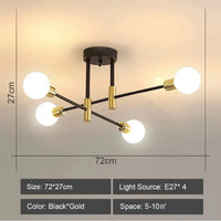 Plafonnier LED Nordica Doré Antique | Marco Lucetti 4 têtes