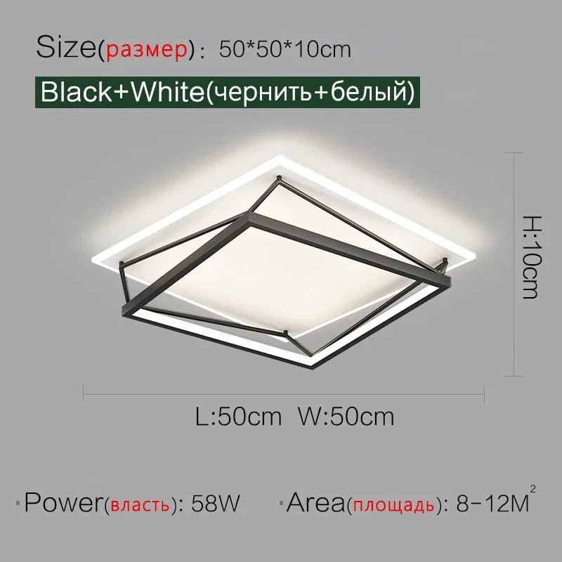 Plafonnier LED NordikGlow - Design géométrique minimaliste | Marco Lucetti A style M / Blanc chaud (3000K)