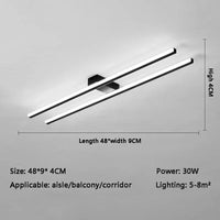 Plafonnier LED Nordique à Barre Longue | Marco Lucetti Noir / Lumière chaude