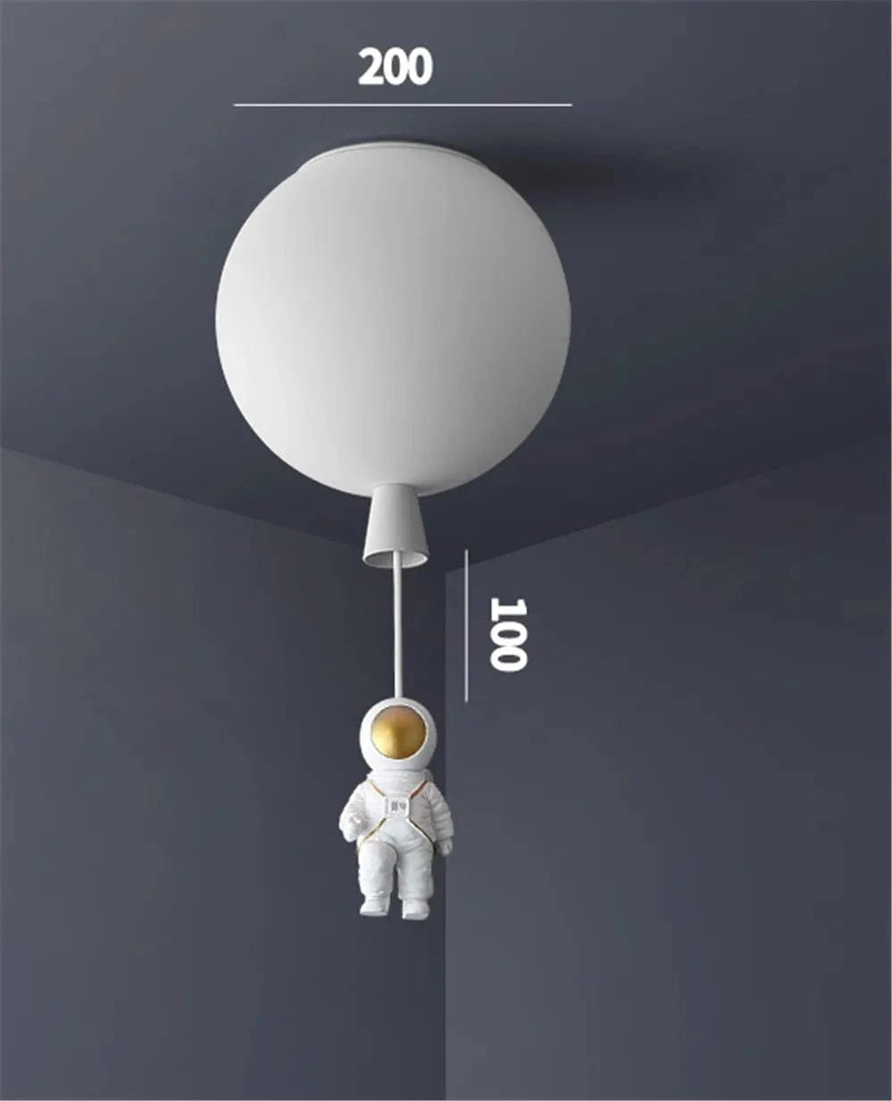 Plafonnier LED nordique « Astronaute et Ballons » pour Enfants | Marco Lucetti Blanc s