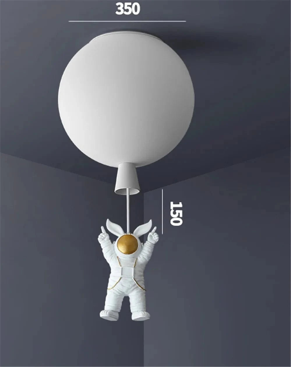 Plafonnier LED nordique « Astronaute et Ballons » pour Enfants | Marco Lucetti Blanc xl