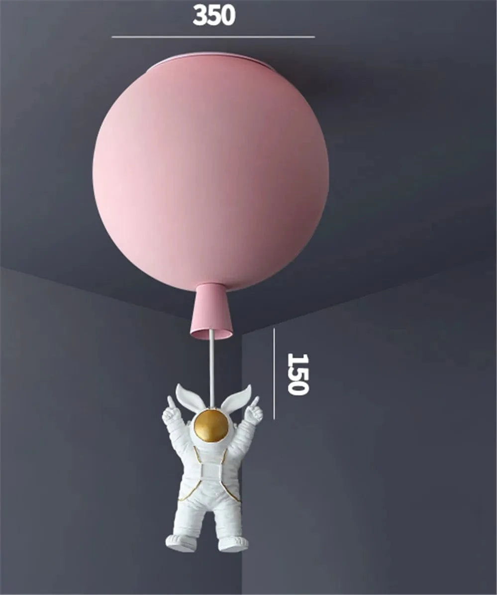 Plafonnier LED nordique « Astronaute et Ballons » pour Enfants | Marco Lucetti Rose xl
