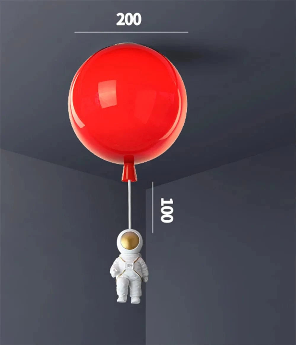 Plafonnier LED nordique « Astronaute et Ballons » pour Enfants | Marco Lucetti Rouge s