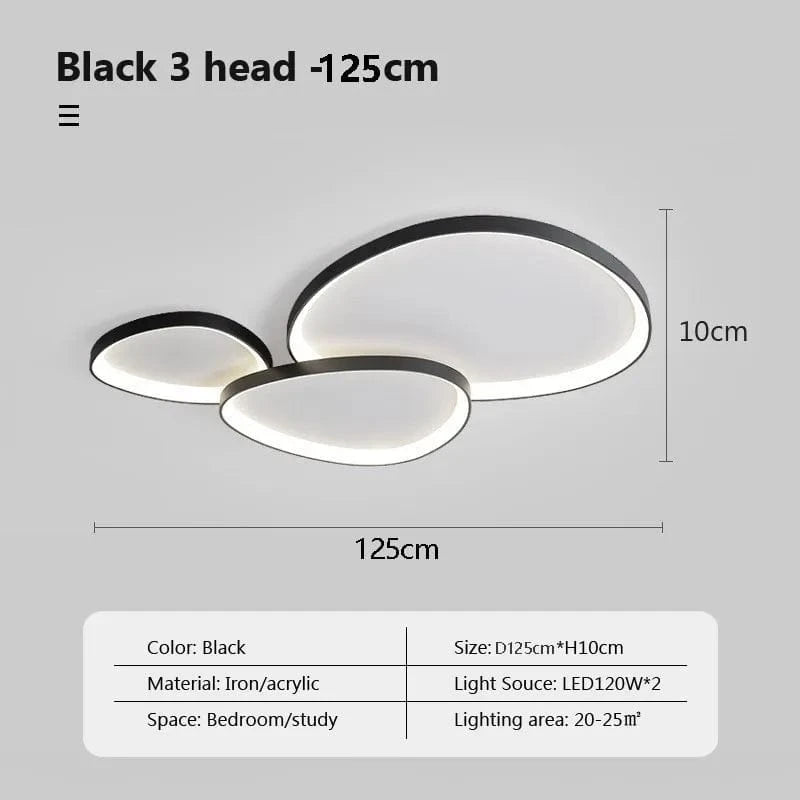 Plafonnier LED nordique au design épuré | Marco Lucetti Noir-125cm / Lumière trichromatique / 220V