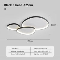 Plafonnier LED nordique au design épuré | Marco Lucetti Noir-125cm / Lumière trichromatique / 220V