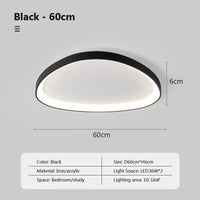 Plafonnier LED nordique au design épuré | Marco Lucetti Noir-60cm / Lumière trichromatique / 220V