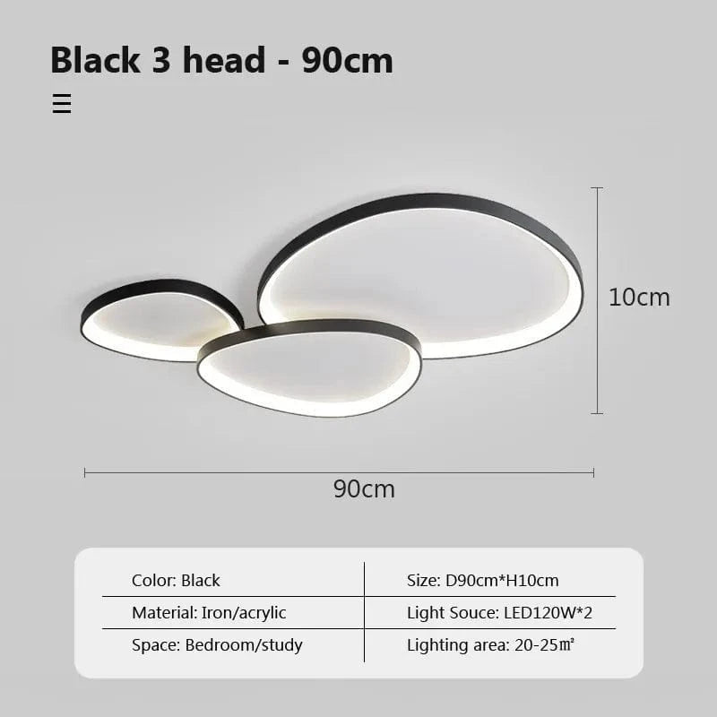 Plafonnier LED nordique au design épuré | Marco Lucetti Noir-90cm / Lumière trichromatique / 220V