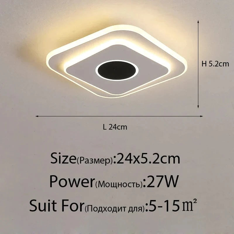 Plafonnier LED nordique en acrylique - Luminaire décoratif pour la maison | Marco Lucetti Carré 24x24cm 24W / Blanc chaud