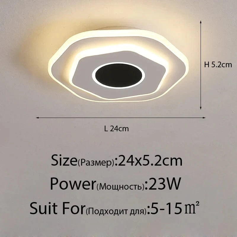 Plafonnier LED nordique en acrylique - Luminaire décoratif pour la maison | Marco Lucetti Hexagone 24x24cm / Blanc chaud