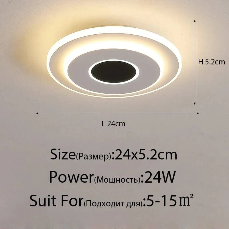 Plafonnier LED nordique en acrylique - Luminaire décoratif pour la maison | Marco Lucetti Rond D24x5,2 24W / Blanc chaud