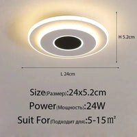 Plafonnier LED nordique en acrylique - Luminaire décoratif pour la maison | Marco Lucetti Rond D24x5,2 24W / Blanc chaud