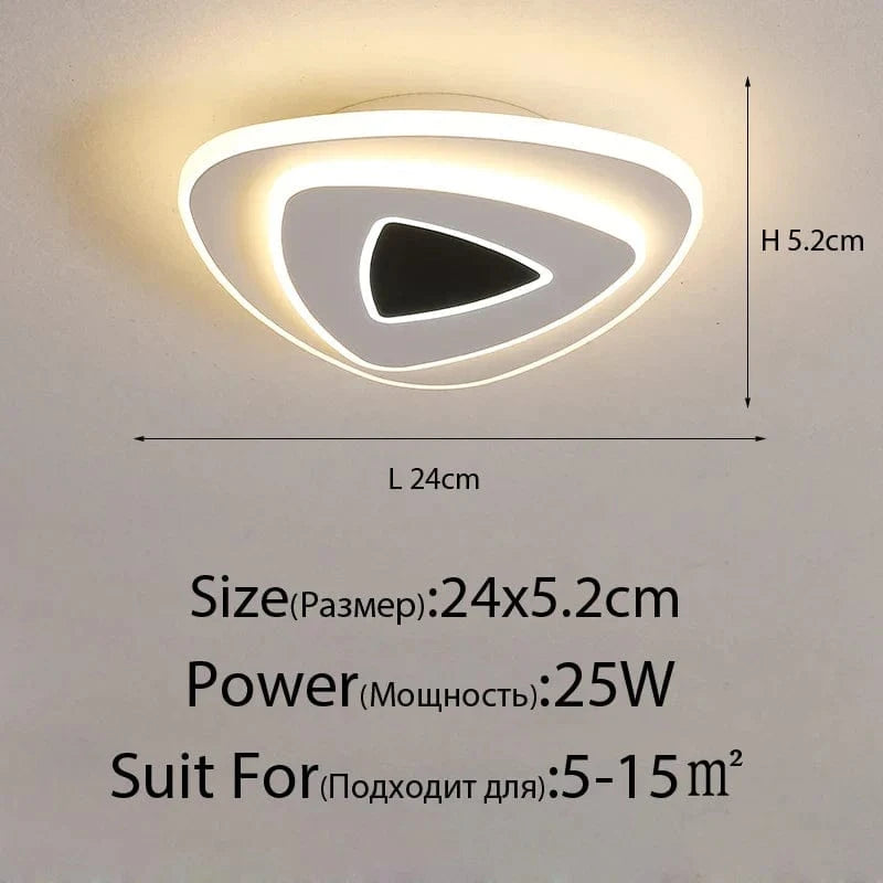 Plafonnier LED nordique en acrylique - Luminaire décoratif pour la maison | Marco Lucetti Triangle D24x5,2cm / Blanc chaud