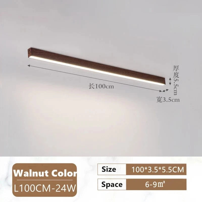 Plafonnier LED Nordique en Aluminium - Allée aux Grains | Marco Lucetti Couleur Noyer L100CM / Blanc chaud