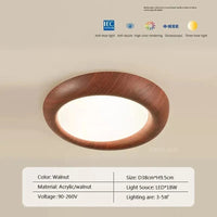 Plafonnier LED nordique en bois acrylique anti lumière bleue | Marco Lucetti LCL112 38cm Walnt / Blanc froid-Pas de RC