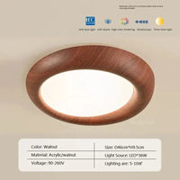 Plafonnier LED nordique en bois acrylique anti lumière bleue | Marco Lucetti LCL112 46cm Walnt / Blanc froid-Pas de RC