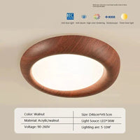 Plafonnier LED nordique en bois et acrylique anti lumière bleue | Marco Lucetti LCL112 46cm Walnt / Blanc froid-Pas de RC