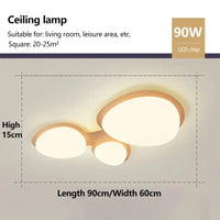 Plafonnier LED nordique en bois pour intérieur - Luminaire chic pour toutes les pièces | Marco Lucetti A L90XW60cm / Blanc chaud