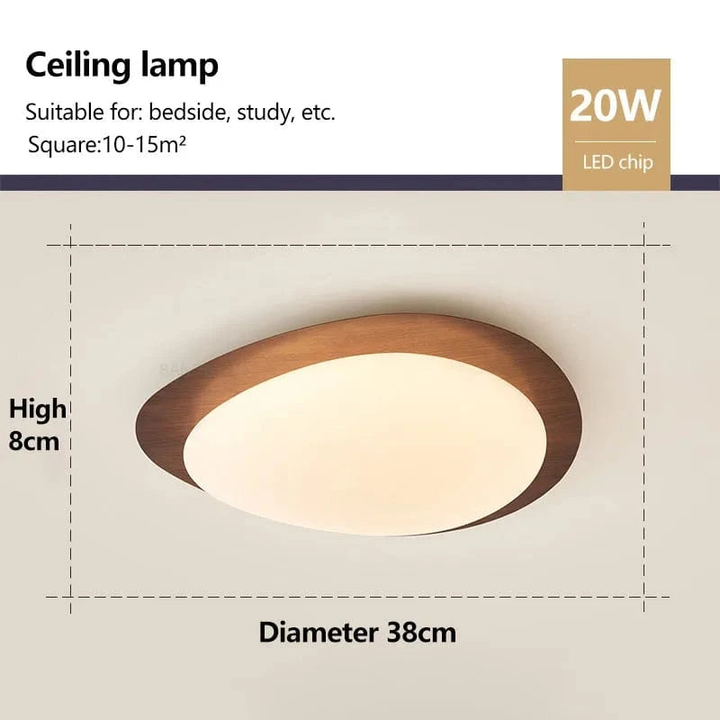 Plafonnier LED nordique en bois pour intérieur - Luminaire chic pour toutes les pièces | Marco Lucetti B D38cm / Blanc chaud