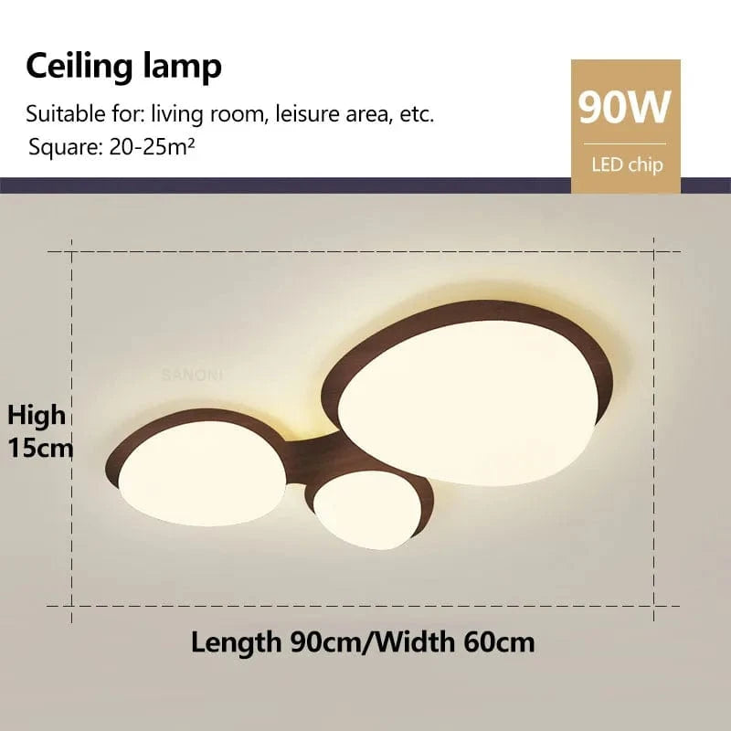 Plafonnier LED nordique en bois pour intérieur - Luminaire chic pour toutes les pièces | Marco Lucetti B L90XW60cm / Blanc chaud