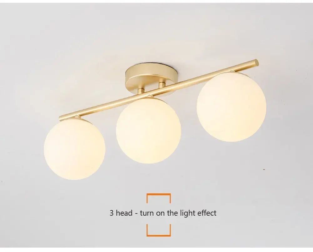 Plafonnier LED Nordique en Verre Boule Créative Dorée - Collection Scandinave
