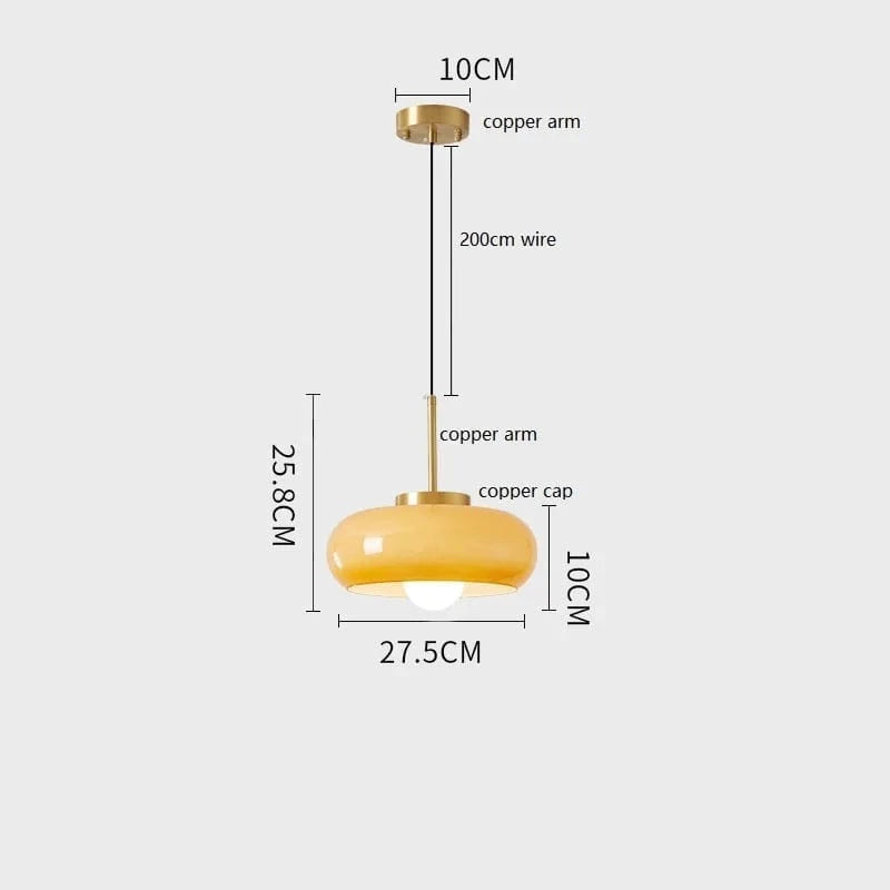 Plafonnier LED nordique IWHD pour maison moderne : cuivre jaune et verre abat-jour | Marco Lucetti Orange 3