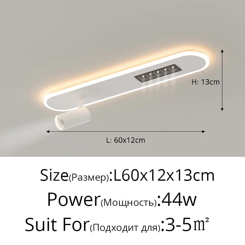 Plafonnier LED Nordique Long pour Intérieur avec Projecteurs - Collection Scandinave | Marco Lucetti
