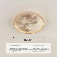 Plafonnier LED nordique Lunaire en bois | Marco Lucetti A26CM / Lumière chaude