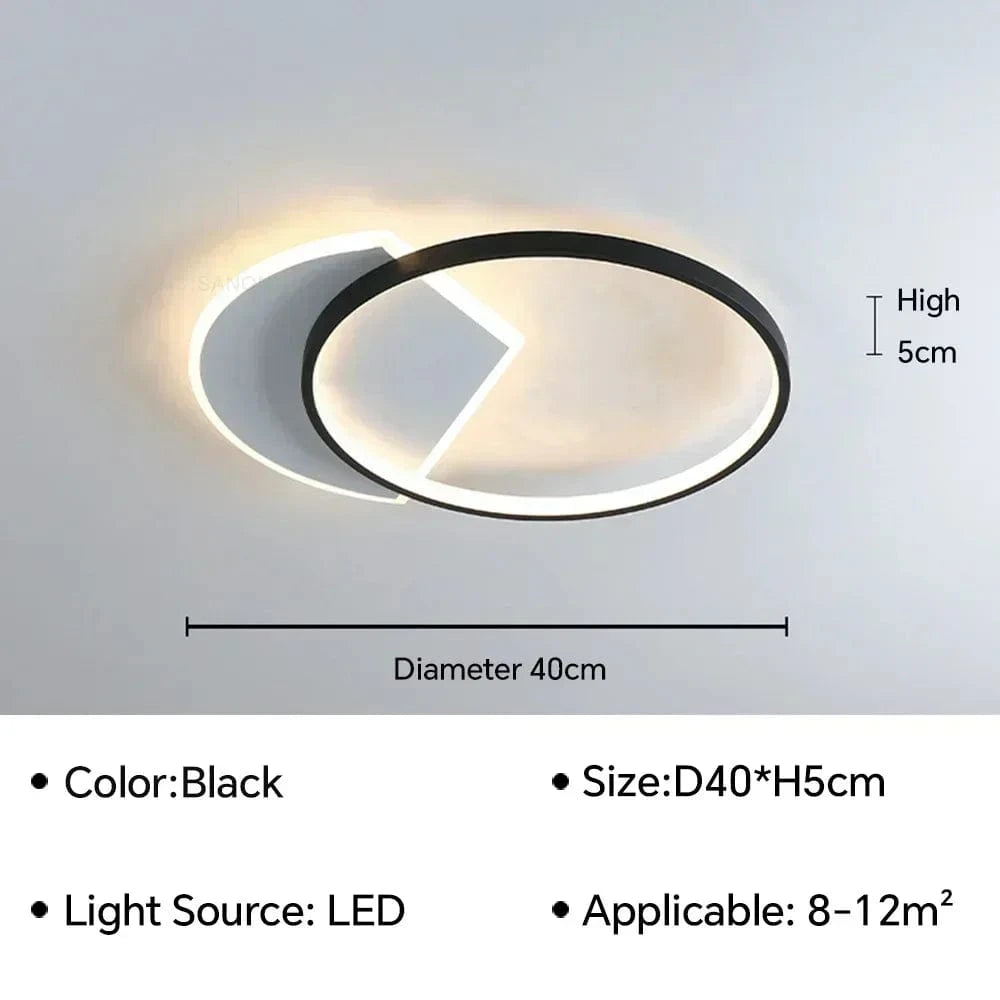 Plafonnier LED Nordique - Lustre Intérieur de Décoration Maison | Marco Lucetti Noir D40CM / Blanc naturel