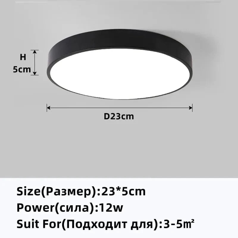 Plafonnier Led nordique moderne en aluminium blanc/noir avec télécommande. | Marco Lucetti Noir 23cm / Blanc froid