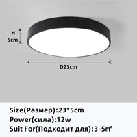 Plafonnier Led nordique moderne en aluminium blanc/noir avec télécommande. | Marco Lucetti Noir 23cm / Blanc froid