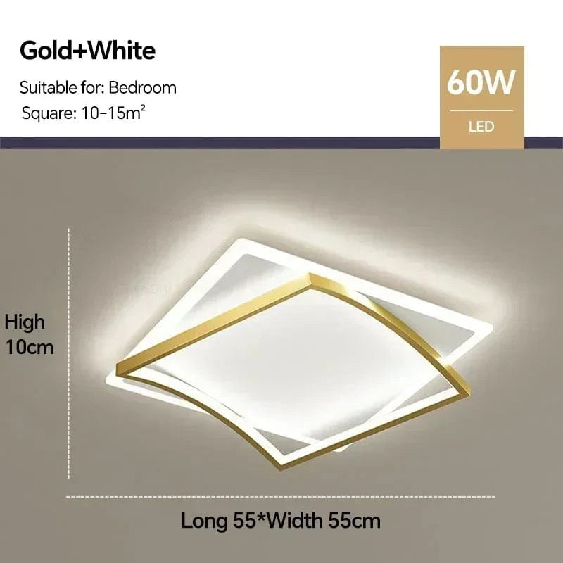 Plafonnier LED nordique pour chambre salon salle à manger étude cuisine - Lustre intérieur design NUITLUMI | Marco Lucetti B Or L55CM / Blanc chaud