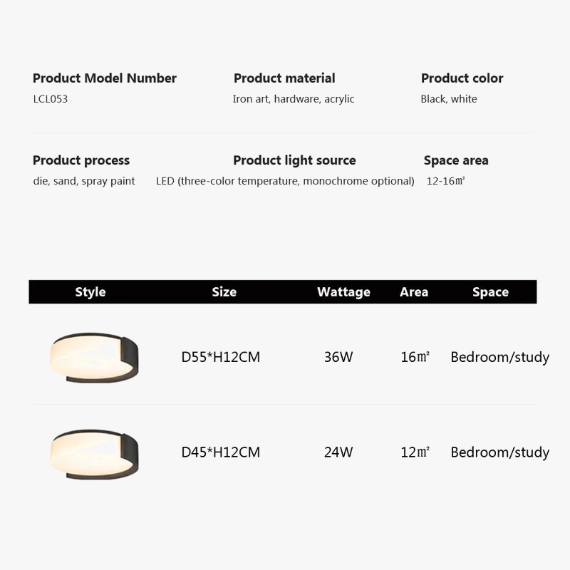 Plafonnier LED nordique rond pour chambre à coucher et salon | Marco Lucetti