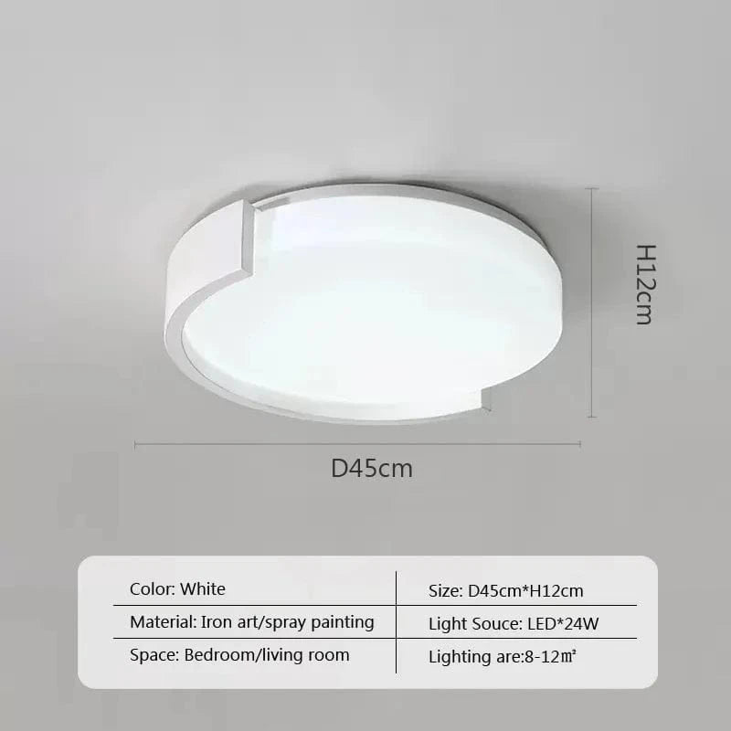 Plafonnier LED nordique rond pour chambre à coucher et salon | Marco Lucetti D45cm blanc / Blanc chaud