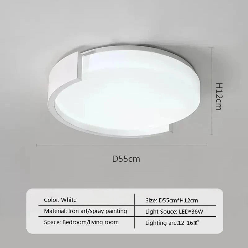 Plafonnier LED nordique rond pour chambre à coucher et salon | Marco Lucetti D55cm blanc / Blanc chaud