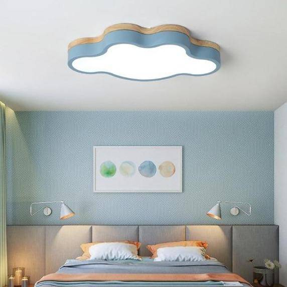 Plafonnier LED Nuage en Bois par Botimi | Marco Lucetti Bleu / 50 x 28cm / Froide