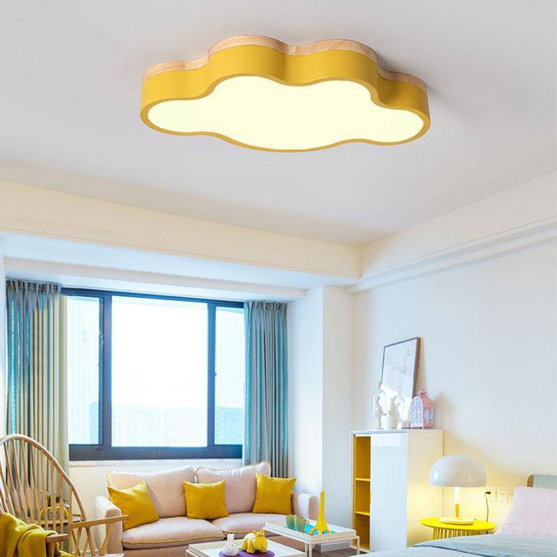 Plafonnier LED Nuage en Bois par Botimi | Marco Lucetti Jaune / 50 x 28cm / Froide