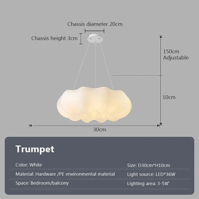 Plafonnier LED Nuage Moderne pour Chambre | Marco Lucetti Trompette en Si / Gradation continue