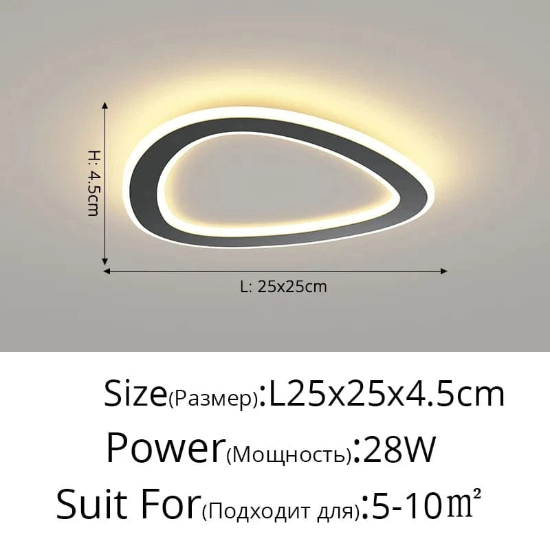 Plafonnier LED pour la maison intérieure : Lampe d'allée ronde simple Dia 25cm | Marco Lucetti Black Oval / Cool white