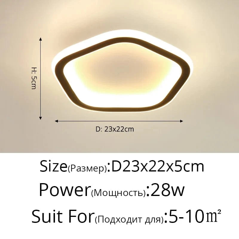 Plafonnier LED pour la maison intérieure : Lampe d'allée ronde simple Dia 25cm | Marco Lucetti Black Pentagon / Cool white