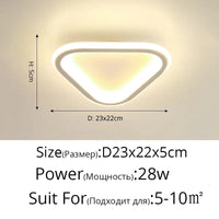 Plafonnier LED pour la maison intérieure : Lampe d'allée ronde simple Dia 25cm | Marco Lucetti White Triangle / Cool white