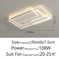 Plafonnier LED Premium Géométrique Rectangulaire & Rond | Marco Lucetti FStyle L90x60cm 108W / 3 couleurs sans télécommande