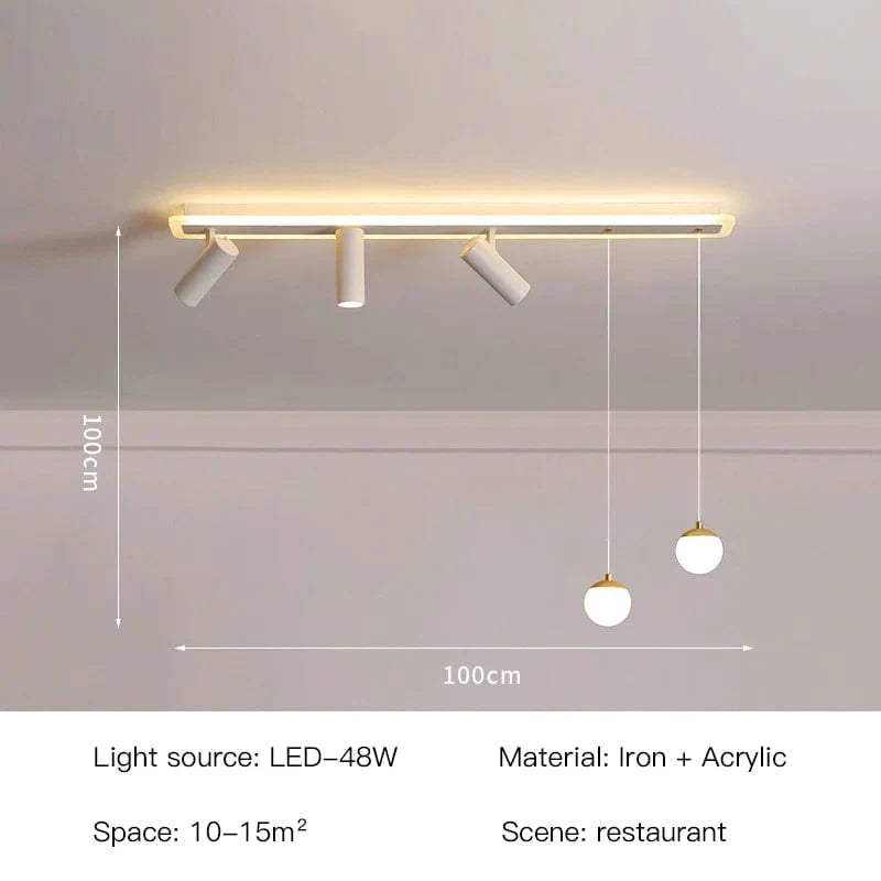 Plafonnier LED Project Spot Acrylique. | Marco Lucetti 5 têtes-100cm / Télécommande