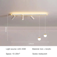 Plafonnier LED Project Spot Acrylique. | Marco Lucetti 5 têtes-120cm / Télécommande