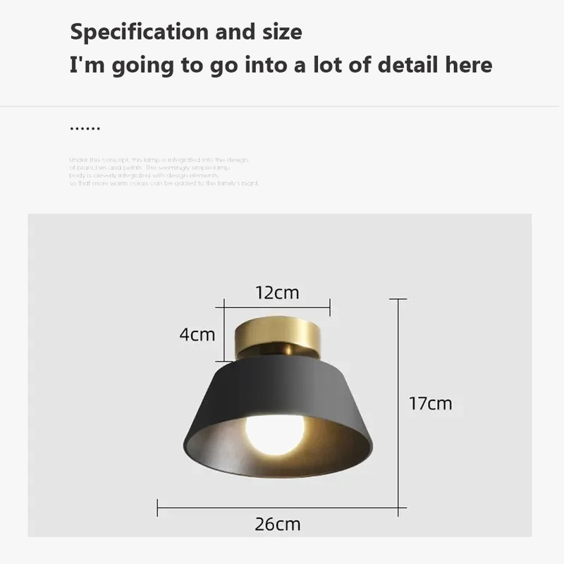 Plafonnier LED rétro en métal avec abat-jour rond