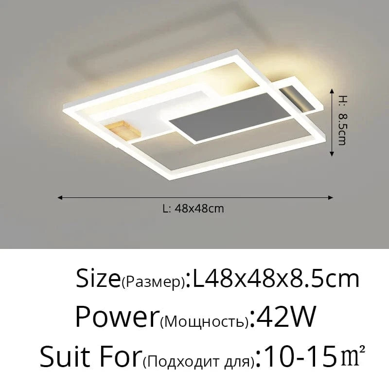 Plafonnier LED Rectangulaire Minimaliste - Collection 2022 Entrée de gamme | Marco Lucetti Style A L48x48cm 42W / Blanc froid, pas de télécommande